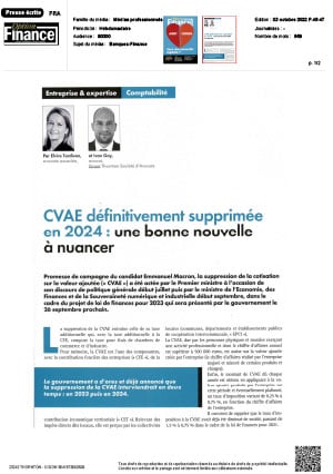 CVAE définitivement supprimée en 2024, une bonne nouvelle à nuancer