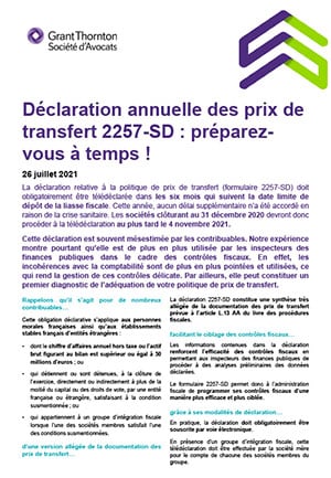 Déclaration annuelle des prix de transfert 2257-SD