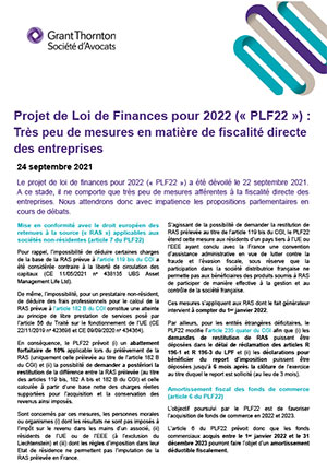 Projet de Loi de Finances pour 2022 (PLF22)