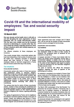 Covid-19 & international mobility: Tax and social security impact