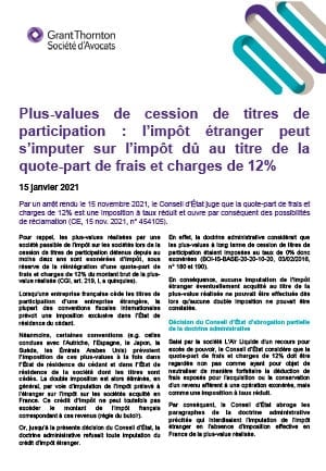 Plus-values de cession de titres de participation