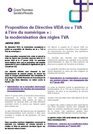 Proposition de Directive VIDA ou « TVA à l’ère du numérique »