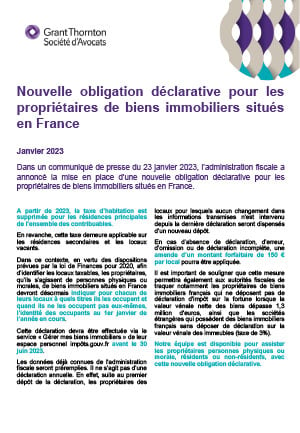 Nouvelle obligation déclarative pour les propriétaires de biens immobiliers situés en France