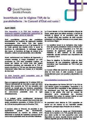 Incertitude sur le régime TVA de la parahôtellerie : le Conseil d’État est saisi !