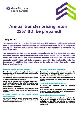 Transfer pricing policy declaration 2257-SD