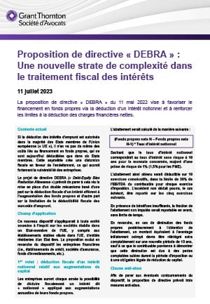 Proposition de directive « DEBRA » : Une nouvelle strate de complexité dans le traitement fiscal des intérêts