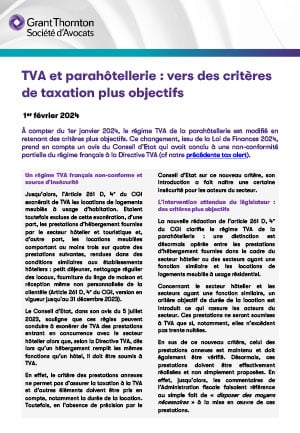 TVA et parahôtellerie : des critères de taxation plus objectifs