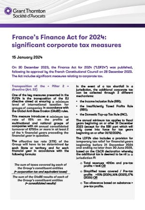 France’s Finance Act for 2024: significant corporate tax measures