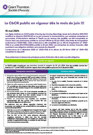 Le CbCR public en vigueur dès le mois de juin 