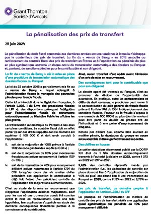 La pénalisation des prix de transfert