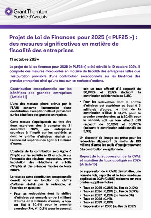 Projet de Loi de Finances pour 2025 (« PLF25 »)