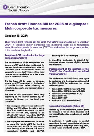 French draft Finance Bill for 2025 at a glimpse