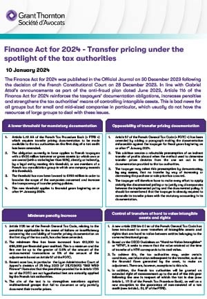 Finance Act for 2024 - Transfer pricing under the spotlight of the tax authorities