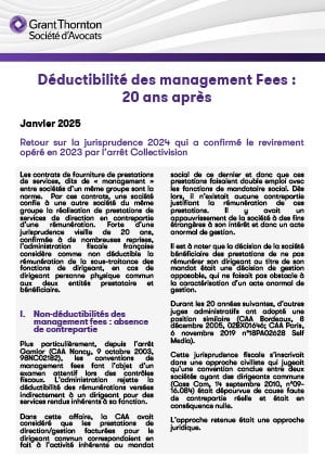 Déductibilité des management Fees : 20 ans après