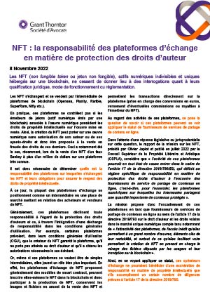 NFT : la responsabilité des plateformes d’échange en matière de protection des droits d’auteur