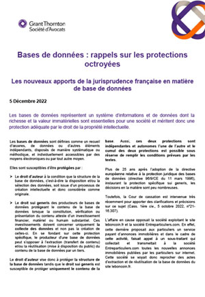 Bases de données : rappels sur les protections octroyées  