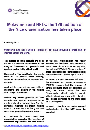 Metaverse and NFTs: the 12th edition of the Nice classification has taken place