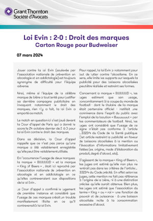 Loi Evin : 2-0 : Droit des marques 