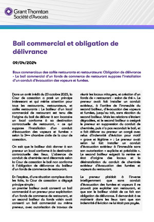 Bail commercial et obligation de délivrance