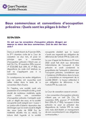 Baux commerciaux et conventions d’occupation précaires 