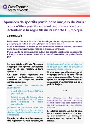 Sponsors de sportifs participant aux jeux de Paris 