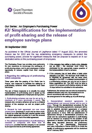 Simplifications for the implementation of profit-sharing and the release of employee savings plans