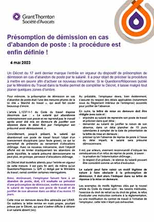 Présomption de démission en cas d’abandon de poste