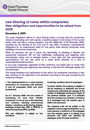 Law Sharing of value within companies